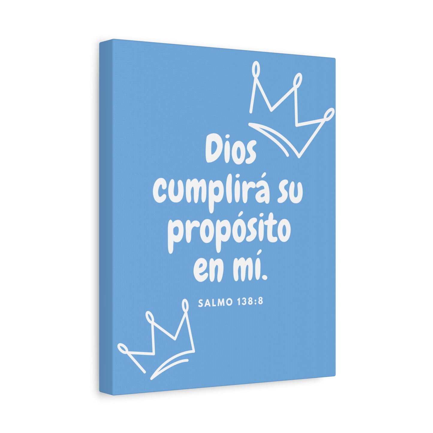 Christian Canvas Wall Art for Kids - Salmo 138:8 "Dios cumplirá su propósito en mi" - Cuadro Decorativo Cristiano para Espacio Infantil - Azul