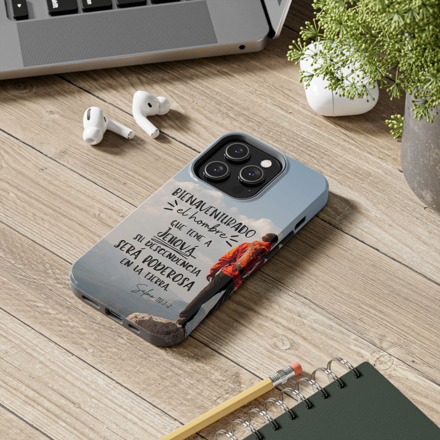 Funda Cristiana Resistente con Versículo - Salmo 112:1-2 - Christian Tough Phone Case for Men - iPhone & Galaxy Compatible