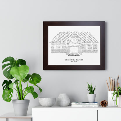 Personalized Christian family home wall art with Scripture, house silhouette print, modern décor