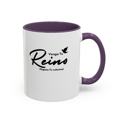 Venga tu Reino Taza Cristiana BPA-Free - Mateo 6:10 - Christian Ceramic Mug "Thy Kingdom Come" - 11oz / 15oz Color Accent - Somos Semilla De Mostaza