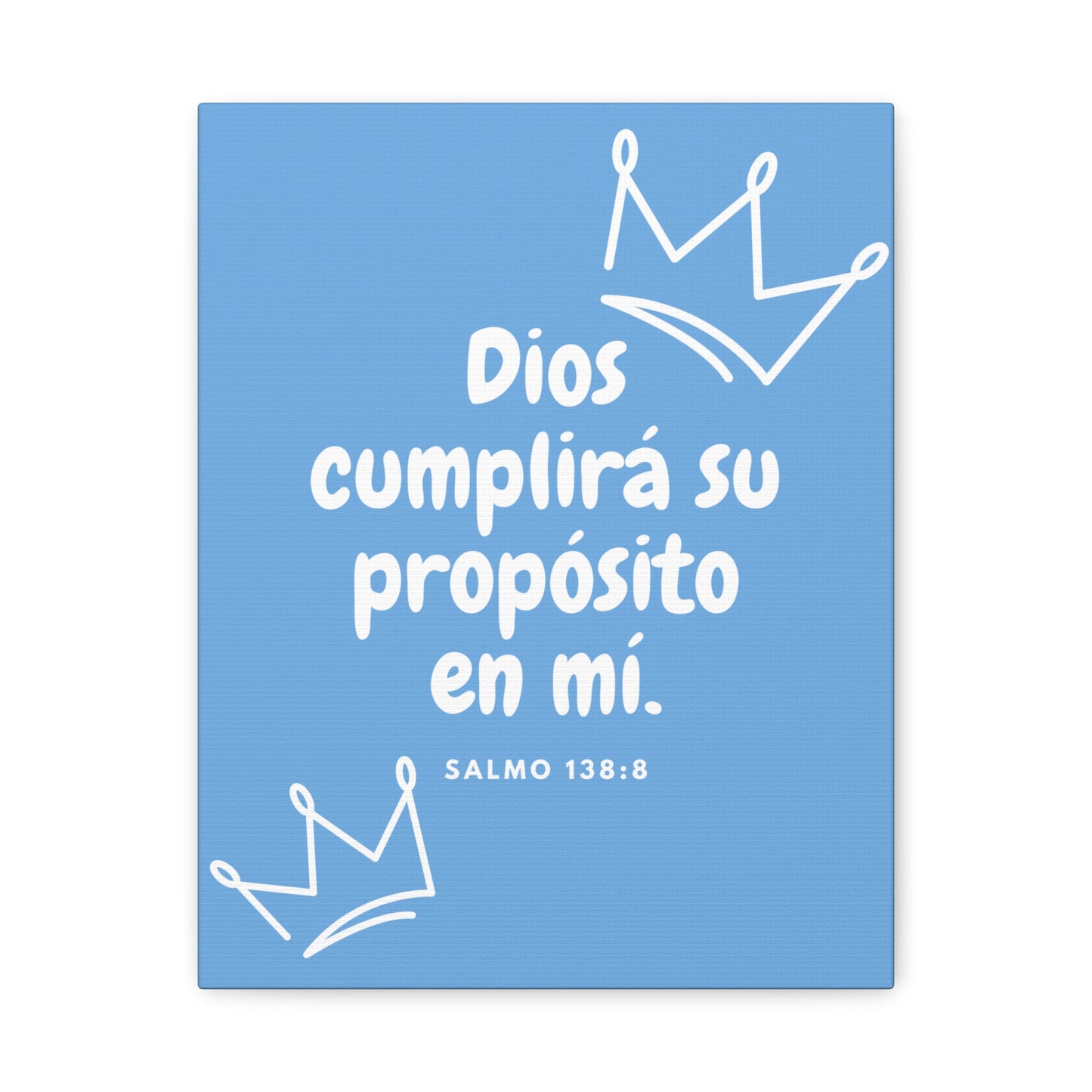 Christian Canvas Wall Art for Kids - Salmo 138:8 "Dios cumplirá su propósito en mi" - Cuadro Decorativo Cristiano para Espacio Infantil - Azul