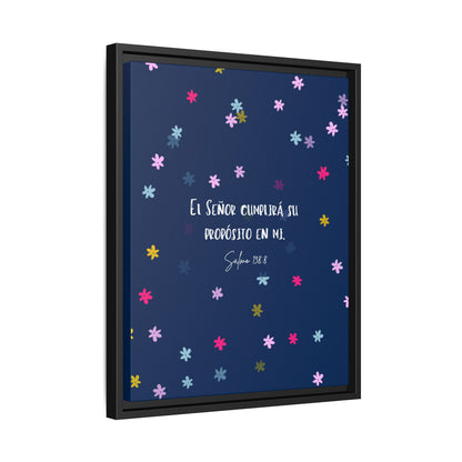 Lienzo Enmarcado Cristiano con Versículo– Salmo 138:8 | Cute Floral Christian Framed Matte Canvas