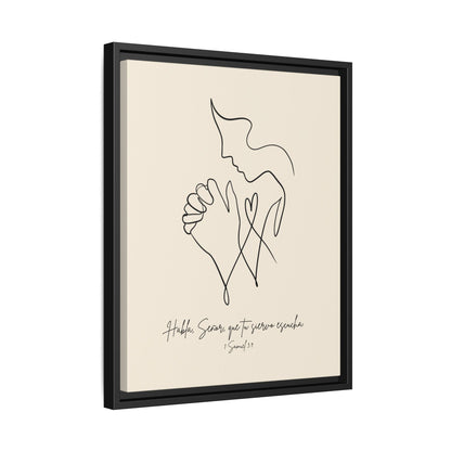 Lienzo Enmarcado Cristiano – 1 Samuel 3:9 Diseño Minimalista | Christian Framed Matte Canvas – Minimalist Line drawing - Beige