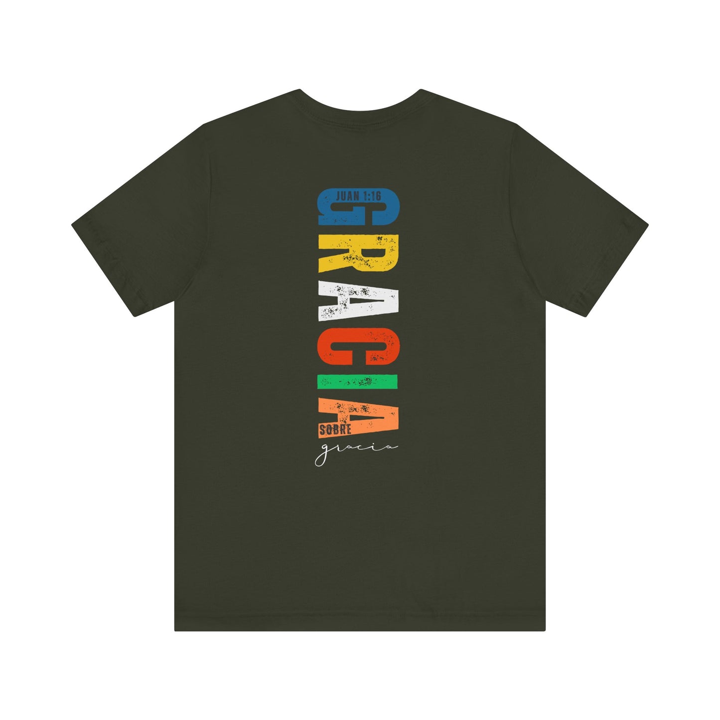 Camiseta Cristiana “Gracia sobre gracia” Juan 1:16 - Unisex Faith Apparel - Christian T-Shirt with Spanish Bible Verse
