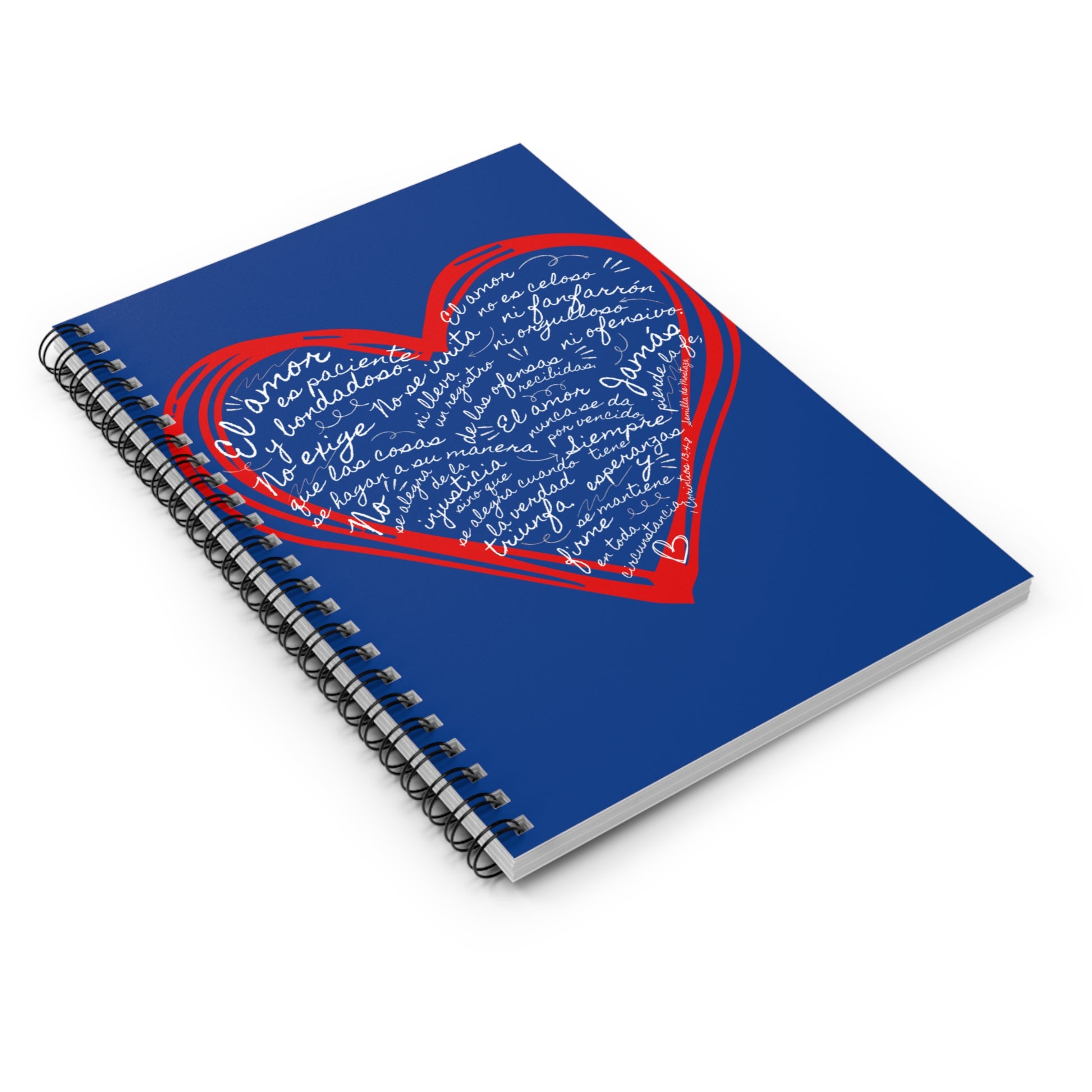 Cuaderno Cristiano con Versiculo de Amor en Azul Rey - Christian Notebook - 1 Corinthians 13 Love is Patient - Somos Semilla De Mostaza