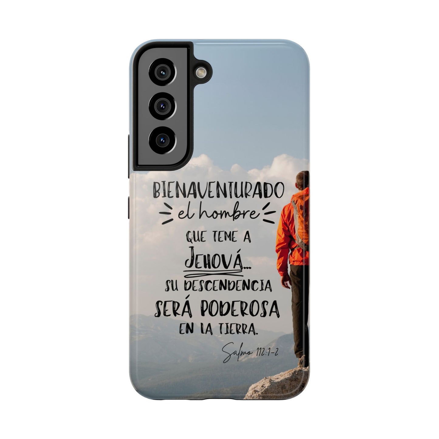 Funda Cristiana Resistente con Versículo - Salmo 112:1-2 - Christian Tough Phone Case for Men - iPhone & Galaxy Compatible