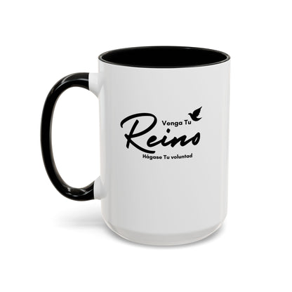 Venga tu Reino Taza Cristiana BPA-Free - Mateo 6:10 - Christian Ceramic Mug "Thy Kingdom Come" - 11oz / 15oz Color Accent - Somos Semilla De Mostaza