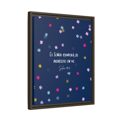 Lienzo Enmarcado Cristiano con Versículo– Salmo 138:8 | Cute Floral Christian Framed Matte Canvas