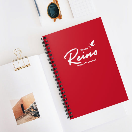 Cuaderno Cristiano con Versículo - Mateo 6:10 "Venga tu Reino" en Rojo - Espiral 6x8" - Christian Spiral Notebook