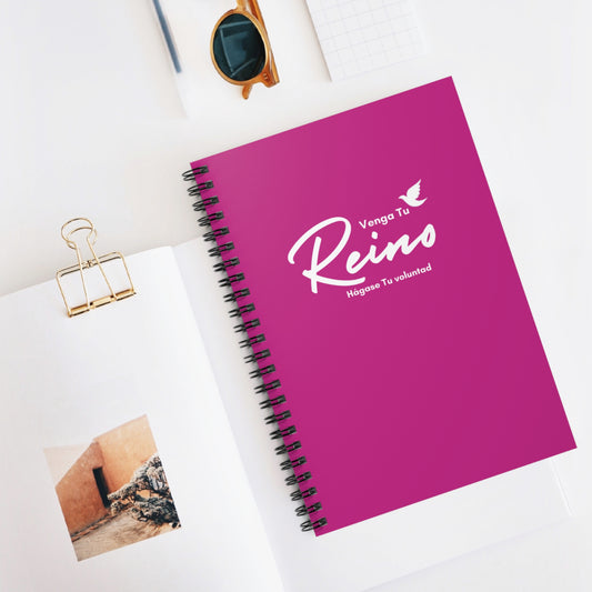 Cuaderno Cristiano con Versículo - Mateo 6:10 "Venga tu Reino" en Rosa - Espiral 6x8" - Christian Spiral Notebook
