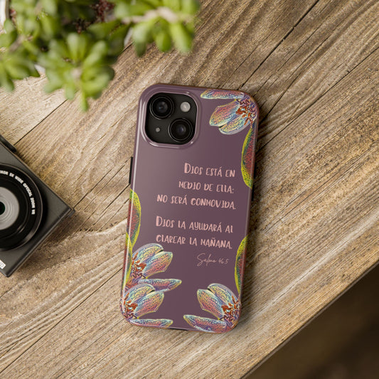 Funda Cristiana Resistente con Versículo  – Salmo 46:5 | Floral Christian Tough Phone Case for iPhone & Samsung