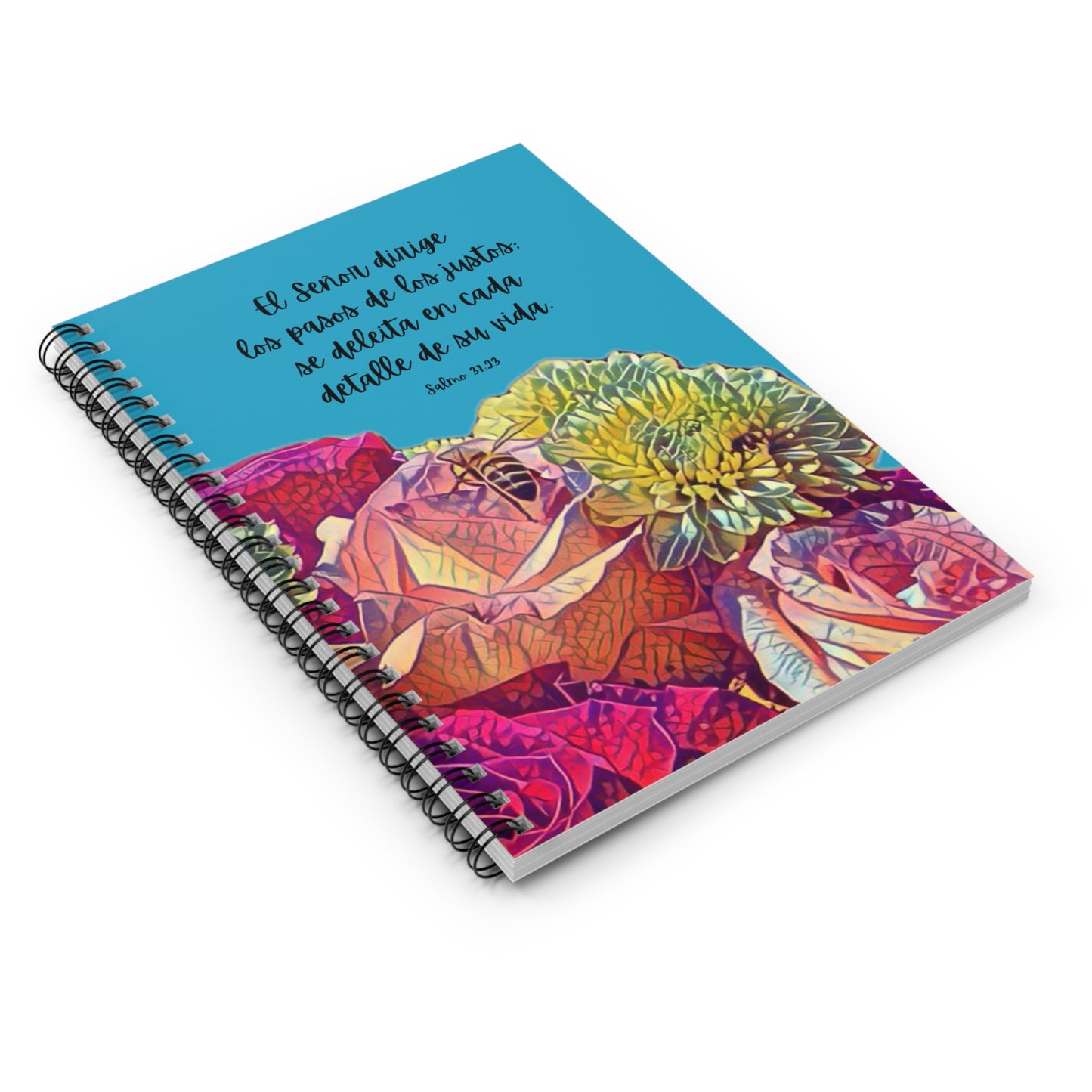 Cuaderno Cristiano con Versículo - Salmo 37:23 - Libreta Espiralada 6x8" Faith Journal