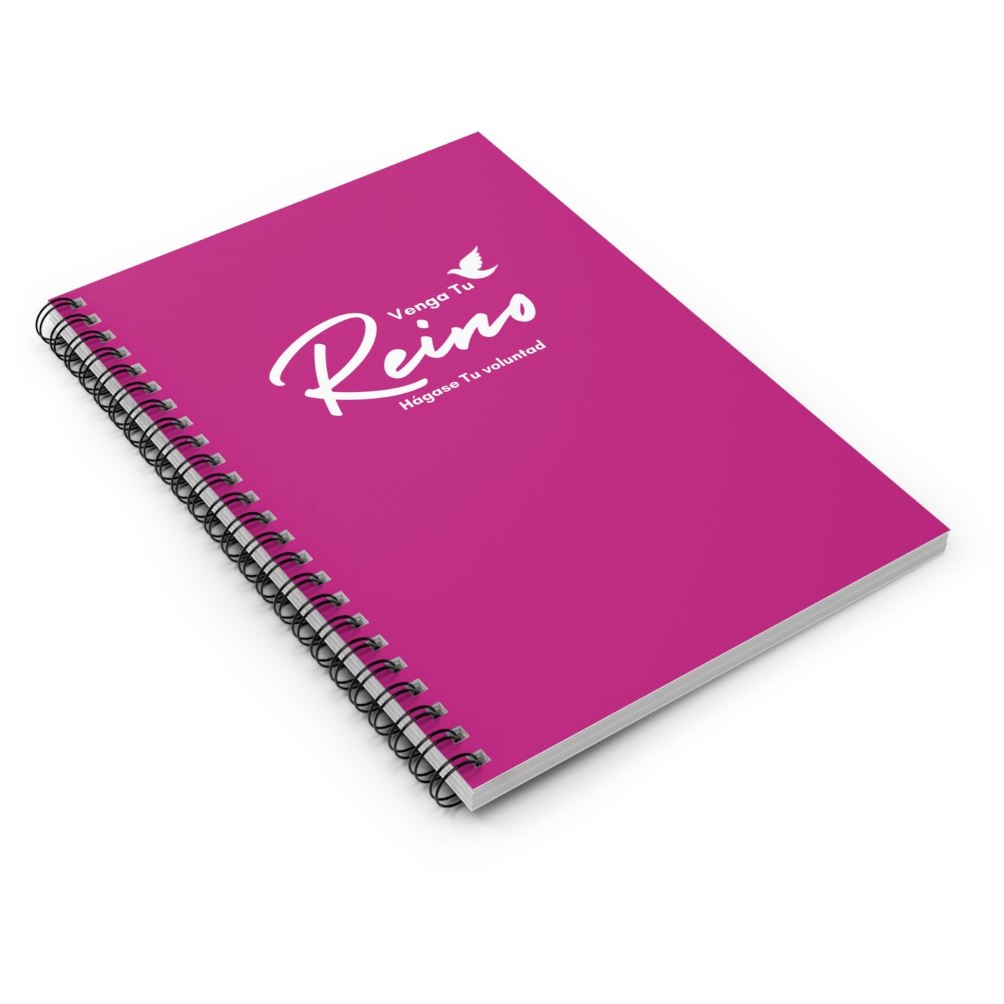 Cuaderno Cristiano con Versículo - Mateo 6:10 "Venga tu Reino" en Rosa - Espiral 6x8" - Christian Spiral Notebook